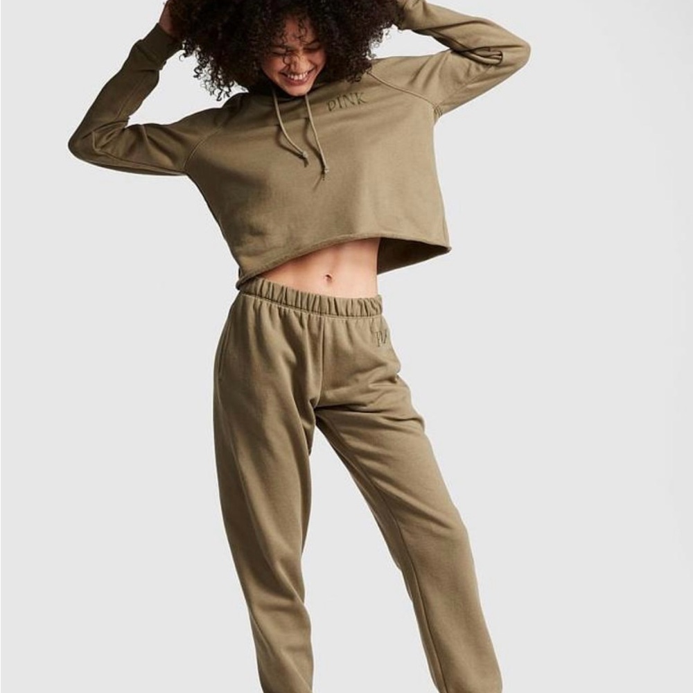 PINK Olive Green Hoodie and Joggers Set